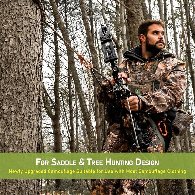 Binocular Harness Chest Pack with Rangefinder Pouch, Bino Harness with Rain Cover for Hunting