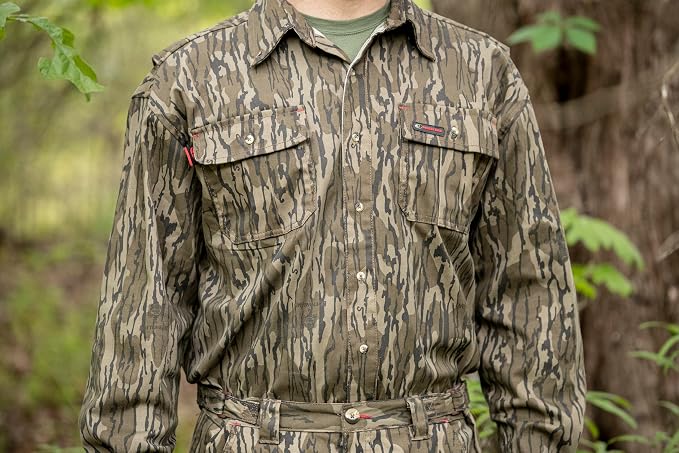 Mossy Oak unisex-adult mens Men's Long Sleeve Camo Hunting Shirts Cotton Mill