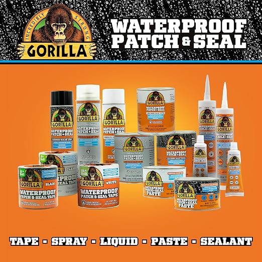 Gorilla Patch & Seal Liquid Rubber Waterproof Sealant, White, 32 Ounce (Pack of 6) - Seals Out Water, Air, and Moisture
