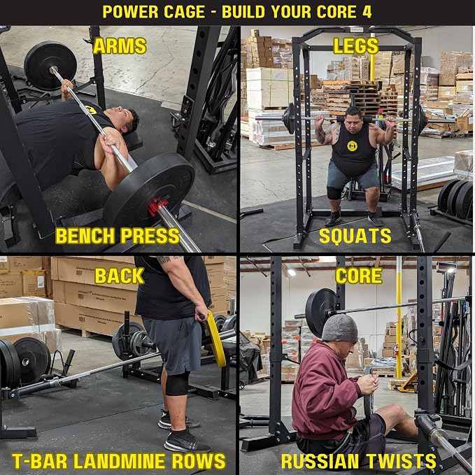 HulkFit Multi-Functional Adjustable Pro Series Power Rack Power Cage Exercise Equipment for Home Gym with Squat Rack Attachments and Accessories - Bench Press, Squats, and Deadlifts - Multicolor