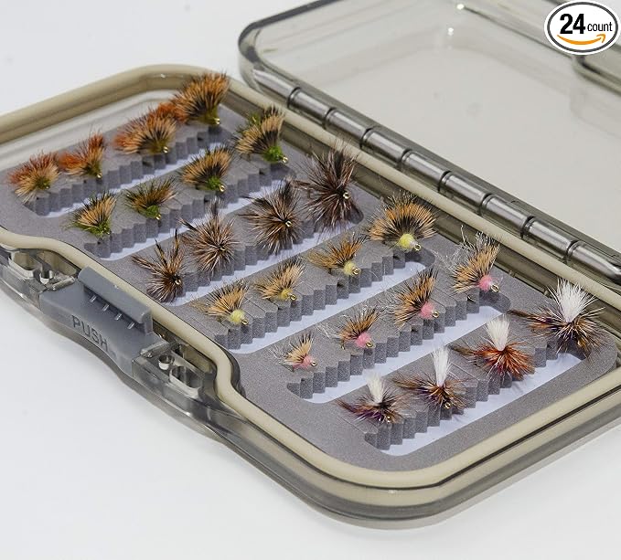 Outdoor Planet Premium Fly Fishing Flies Assortment, 12/24 /48 /66pcs Dry/Wet/Nymph/Streamer Flies, Trout/Bass/Panfish/Salmon Fishing Flies