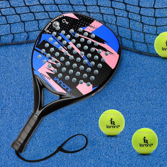 Padel Racket Carbon Fiber Surface with EVA Memory Flex Foam Core Lightweight Padel Racquet