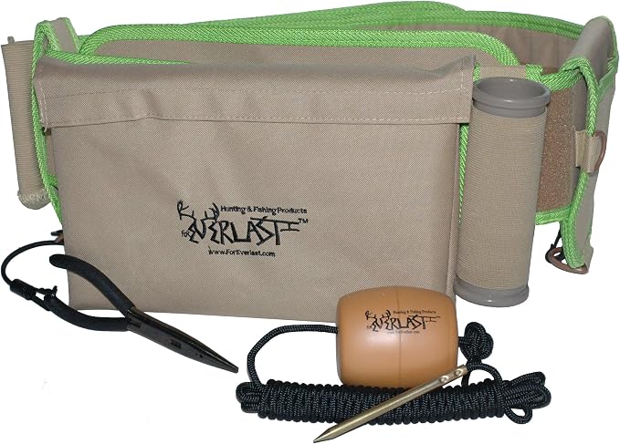 Gen2 Wading Belt Gear Kit, Universal Fishing Belt for Men & Women, Wade Belt for Fishing Includes Fishing Stringer, Pliers, Fishing Rod Holder, Drink Holder, Green, 33-52" Waist