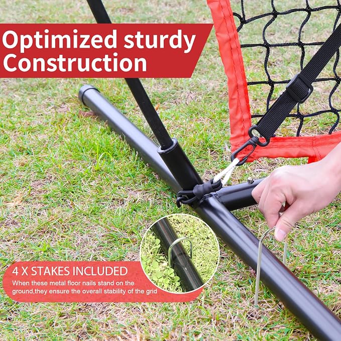 6'X6' Baseball Softball Practice Net,Pitching Net,Batting Net,with Batting Tee,Dummy Batter,Bonus Strike Zone Target and Bow Frame,for Hitting,Pitching,Catching