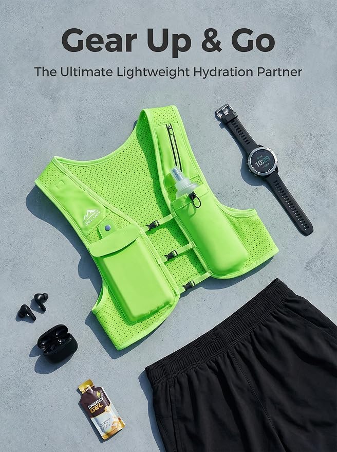 Zelvot Running Vest for Women Men, Adjustable Running Phone Holder Vest, USA Original Patent, Running Hydration Vest with 500ml Soft Flask, Reflective Running Backpack for Hiking Cycling