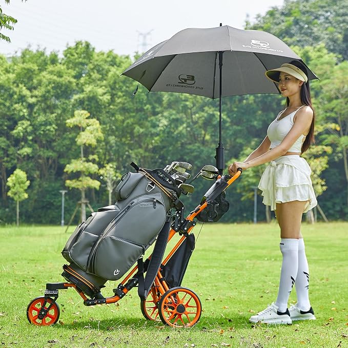 FLAGTAG Golf Push Cart 3 Wheel with 360 Swivel Front Wheel,Lightweight and Foldable Walking Golf Cart,One-Click Foldable,with Foot Brake