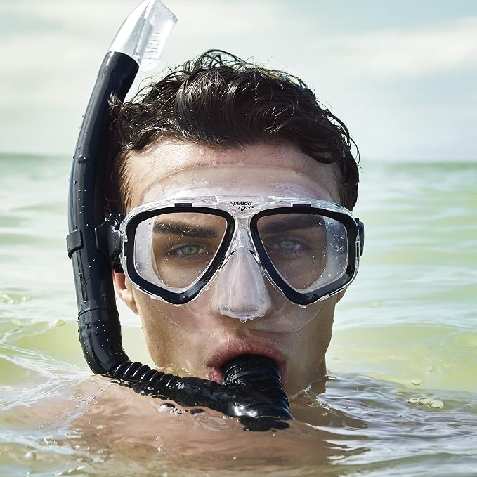 Speedo Unisex-Adult Swim Snorkel Dive Mask Anti-Fog with Nose Cover Adventure Series