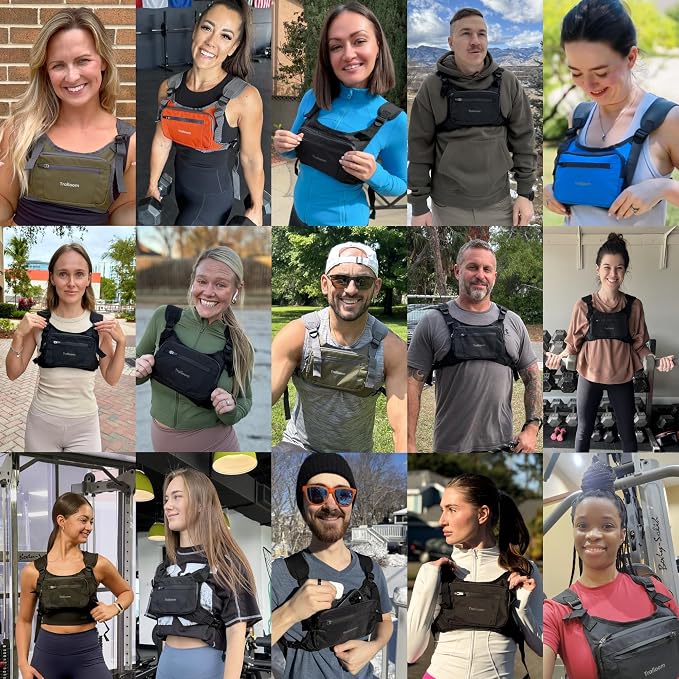 Trailoom Running Chest Pack, Reflective Vest, Water Repellent, Phone Holder, Workout Bag for Runners, Cycling, Biking, EDC Pouch, Jogging Carrier, Hidden Pocket, Men & Women, Lightweight