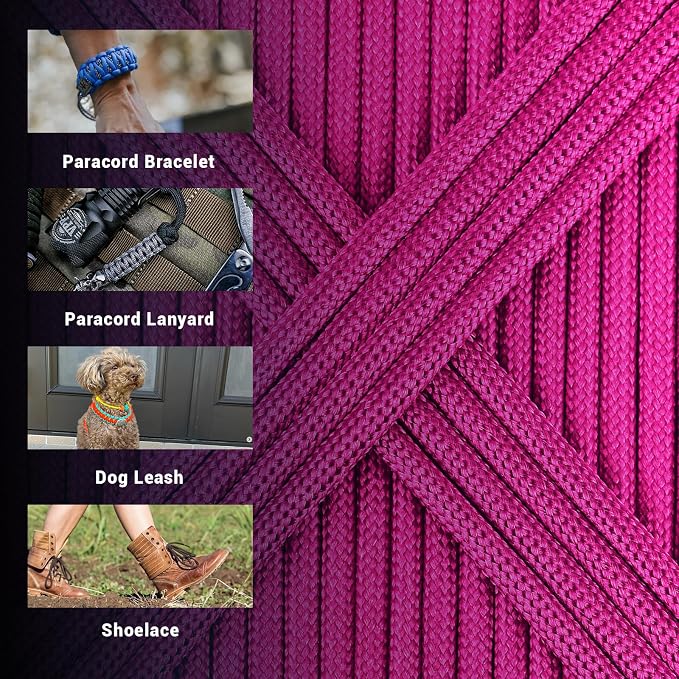 WEREWOLVES 550 Paracord Kits 100ft Each Color - 5 Colors Parachute Cord Combo 7 Strand Type III Parachute Cord 4mm for Crafting, Dog Collar, Survival Bracelets