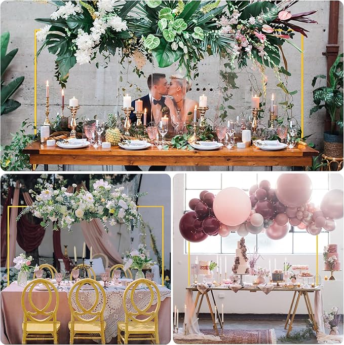 Putros Over The Table Rod Stand with Clamps Gold 13"-42'' Tall 29"-98" Length Set of 2 Adjustable Metal Table Hanging Rod Stand for Party Wedding Anniversary Christmas Decoration