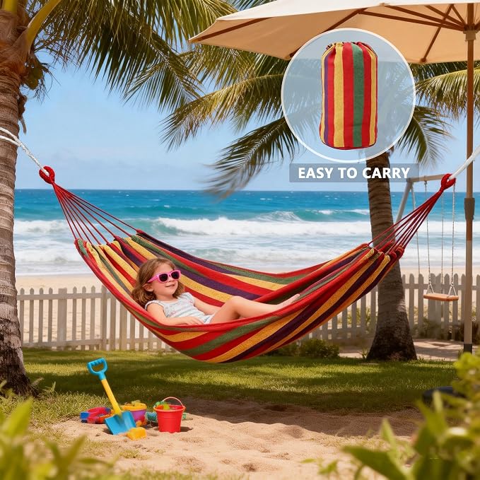 Outdoor Amacas Garden Camping Hammock,Hammock Portable with Carrying Bag for Patio Yard Garden Backyard Porch Travel 