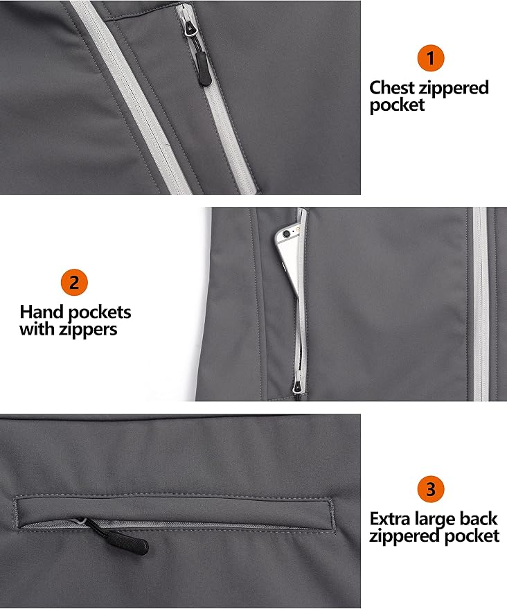 Little Donkey Andy Women's Fleece Lined Softshell Vest Lightweight Windproof Sleeveless Jacket for Hiking Outdoor Travel Golf