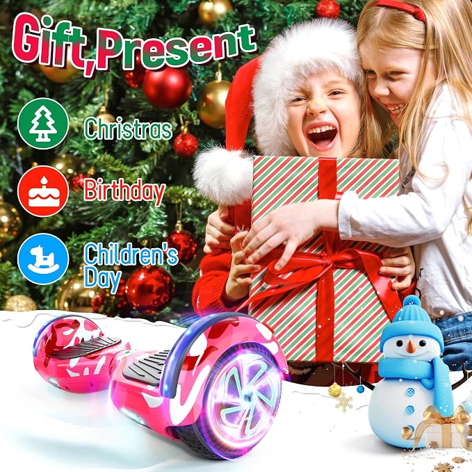 LIEAGLE Hoverboard, 6.5" Self Balancing Scooter Hover Board with Bluetooth Wheels LED Lights for Kids Adults
