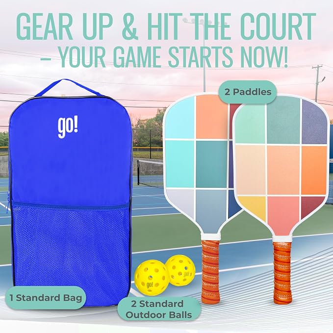 Pickleball Paddle Single and Set – USAPA Approved Lightweight Paddles, Fiberglass Surface, 13mm Honeycomb Core, Outdoor Balls & Carry Bag