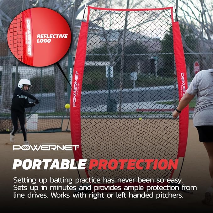 PowerNet Baseball Training Equipment Baseball Net, Portable Softball Batting Practice Pitching Screen, 7-FT I-Screen or A-Frame Pitching Net