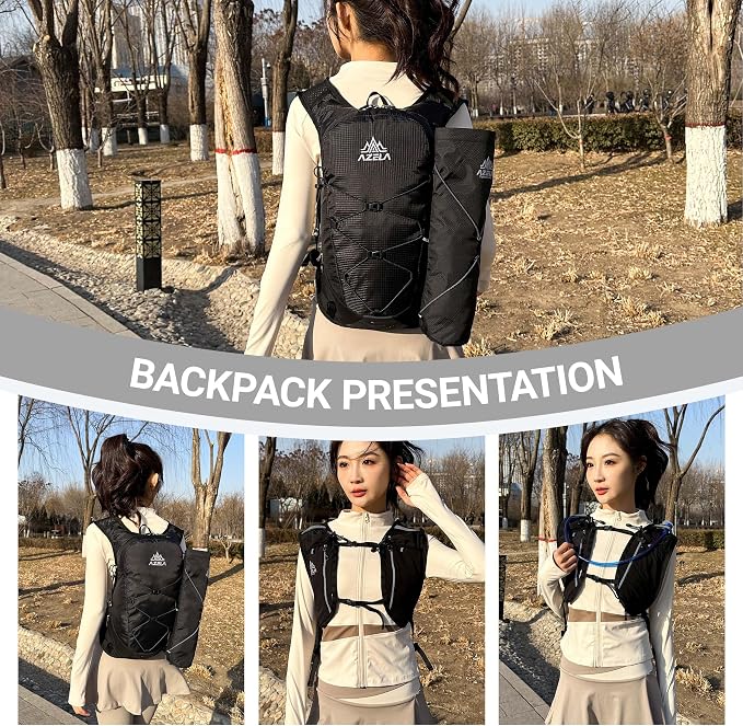 Lightweight Hydration Vest Backpack for Running, Cycling, Hiking, Bladder Pack with Bottle Holder for Outdoor Sports (BLACK, Trekking BAG)
