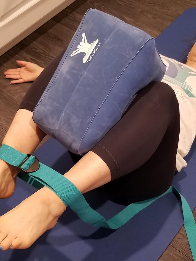 PAIN FREE AT SEA Posture Therapy Small Inflatable Block and Healing Aqua Strap/Yoga Belt Bundle