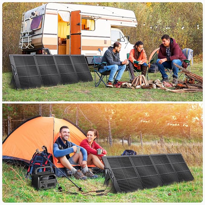 200W Portable Solar Panel for Power Station, Ultra Light Foldable ETFE Solar Panel Kit, 24% High Efficiency, IP68 Waterproof, Solar Charger for Outdoor Camping RV Home Backup Power, Off-Grid