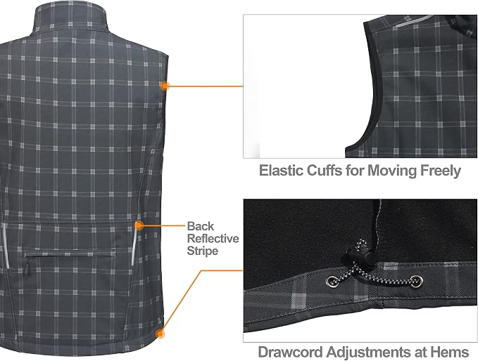 Little Donkey Andy Men's Lightweight Fleece Lined Softshell Vest Windproof Sleeveless Jacket for Hiking Travel Golf