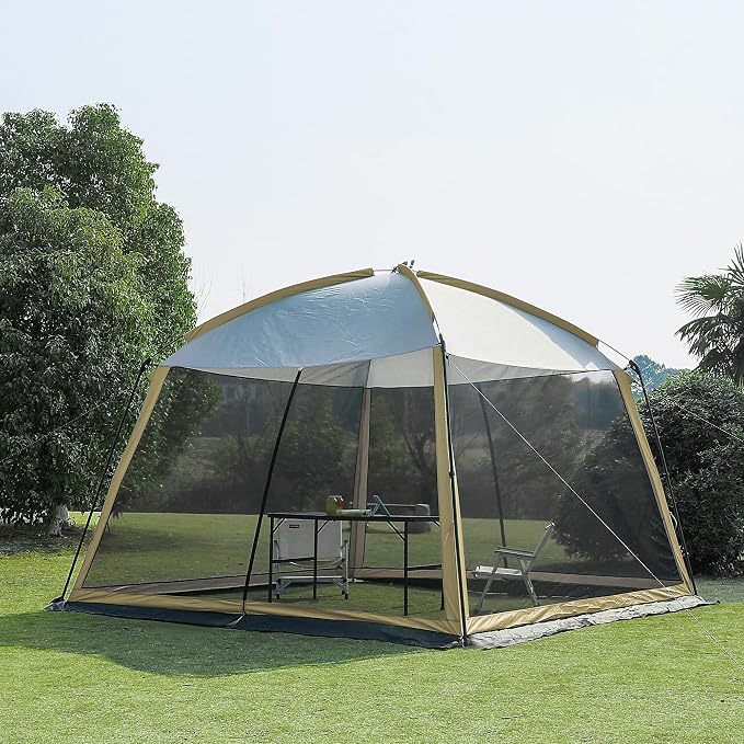 GREGIN Screen House Room 11x11 Ft Mesh Net Tent Canopy Shelter Gazebo, Easy Setup & Waterproof & Sunshade, Suitable for Camping Trip, Backyard, Beach, Picnic