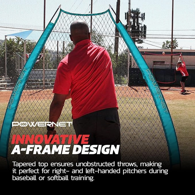 PowerNet Baseball Training Equipment Baseball Net, Portable Softball Batting Practice Pitching Screen, 7-FT I-Screen or A-Frame Pitching Net