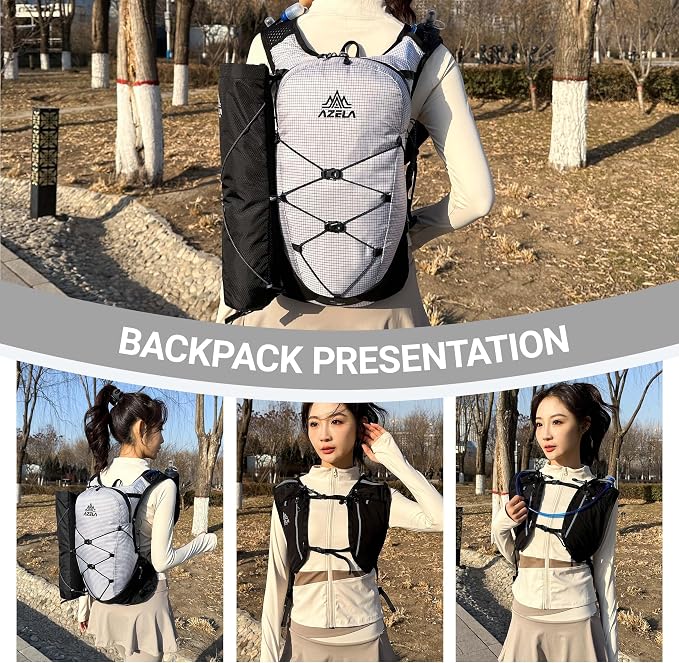 Lightweight Hydration Vest Backpack for Running, Cycling, Hiking, Bladder Pack with Bottle Holder for Outdoor Sports (WHITE, Trekking BAG)