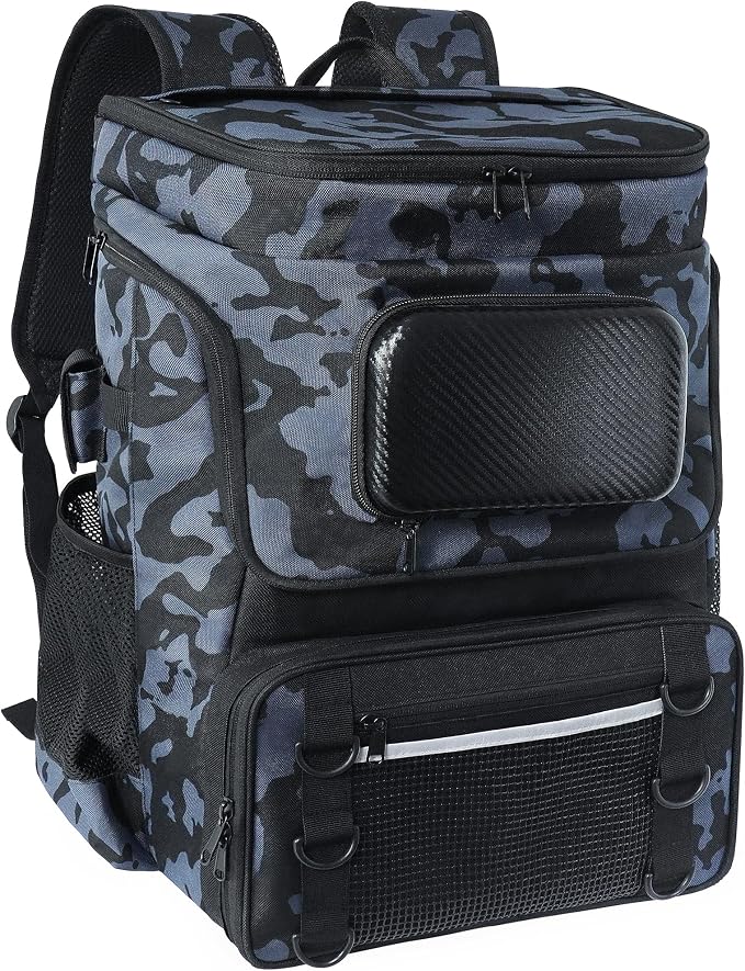 Fishing Backpack with Rod Holder, Large 50L Tackle Bag Water Resistant Tackle Backpack Heavy Duty Fishing Bag Gift for Men Woman
