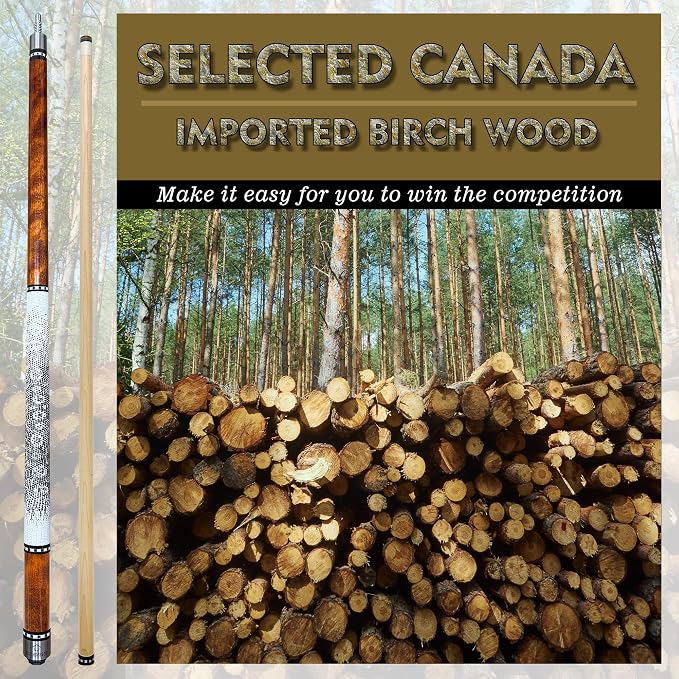 HomeSeason 58in Pool Cue Stick Canadian Maple Wood 13mm Tip - 18oz Perfect for Precision Play, Low Deflection Pool Cue for Enhanced Accuracy