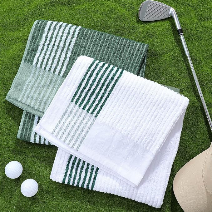 Buryeah Golf Towel 22 x 44 Inch Cotton Golf Caddy Towel Camping Large for Caddies Golfers Tour Players Club with Stripe