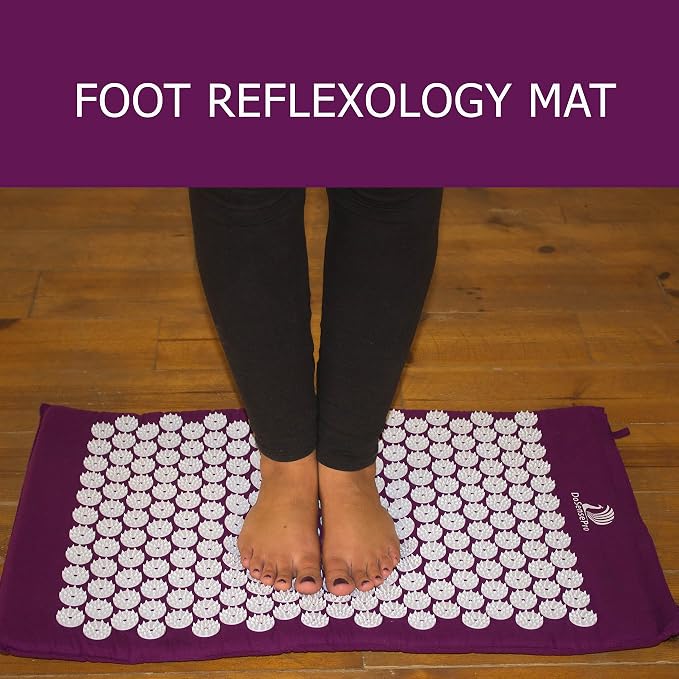 Acupressure Mat & Pillow Set – Extra-Long 29” Acupressure Therapy for Back & Neck Pain Relief, Sciatica, Stress Relief & Sleep Support Includes Carry Bag & Hot/Cold Pack (Purple)
