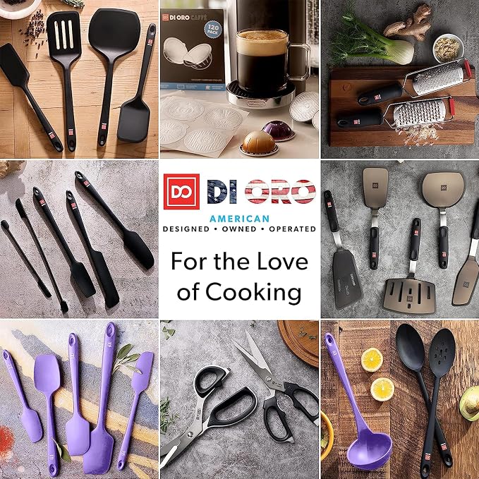 DI ORO Silicone Jar Spatulas for Scraping - Rubber Spatulas Silicone Heat Resistant - Kitchen Spatulas Nonstick Cookware Safe - Silicone Utensil Set for Blenders, Mixing, & Baking, (5pc, Lavender)