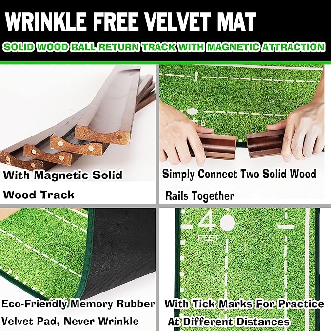 Dachenus Putting Green Indoor Mat Outdoor Golf Putting Mat with Automatic Ball Return - Ideal for Home, Office, and Outdoor Use