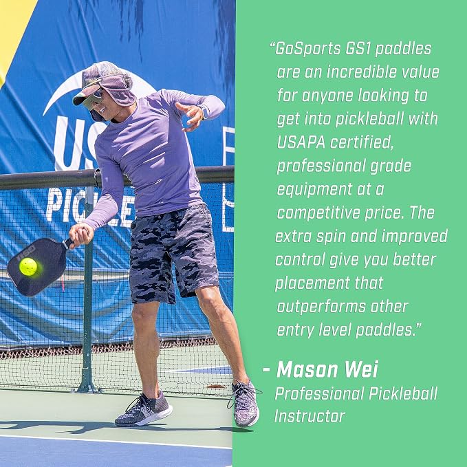 GoSports GS1 Pickleball Paddles - Single, 2 Pack, or 4 Pack - USAPA Approved Fiberglass Pickleball Paddles