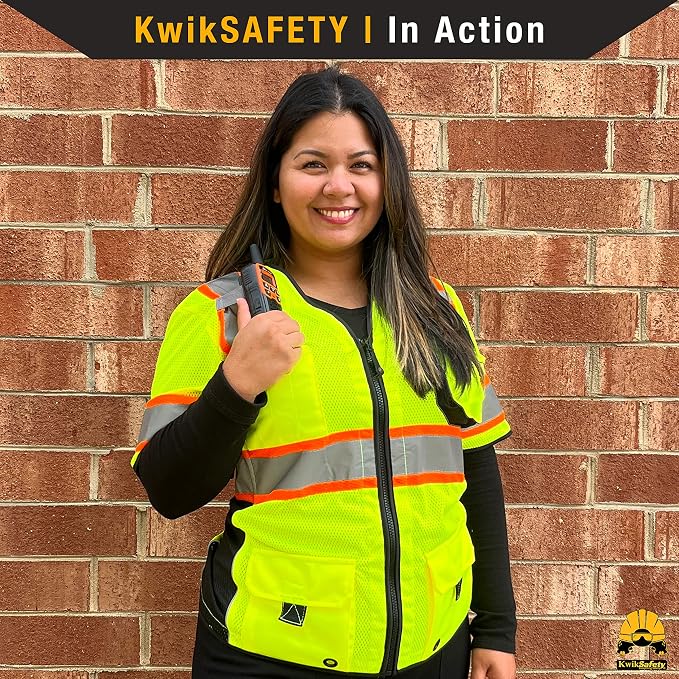 KwikSafety - Charlotte, NC - Men's & Women's Class 3 Safety Vest PPE Hi Vis Reflective ANSI OSHA