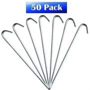 Steel Tent Stakes - Heavy-Duty Ground Stakes, Metal Stakes for Commercial Inflatables, Outdoor Camping Canopy, Fence, Garden Tent, Tent Accessories, 1/2" Diameter x 12" Length, 50-Pack