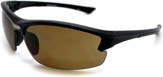 Renegade Patented Bifocal Polarized Reader Half Rim Men's Fishing Sunglasses 100% UV Protection with Microfiber Bag (Matt Black Frame, Brown Lens - 613649, Bifocal +2.50)