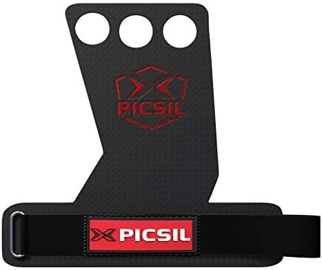 PICSIL - RX Grips | Synthetic Workout & Gymnastics Grips | Ultra-Resistant Carbon Fibre for Cross Training | Helps Prevent Tears & Blisters | Carbon Fibre Material | Use wiht Chalk |