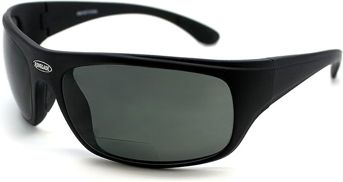 Renegade Patented Bifocal Polarized Reader Full Rim Men's Fishing Sunglasses 100% UV Protection with Microfiber Bag (Matt Black Frame, Smoke Lens -600882, Bifocal +2.50)