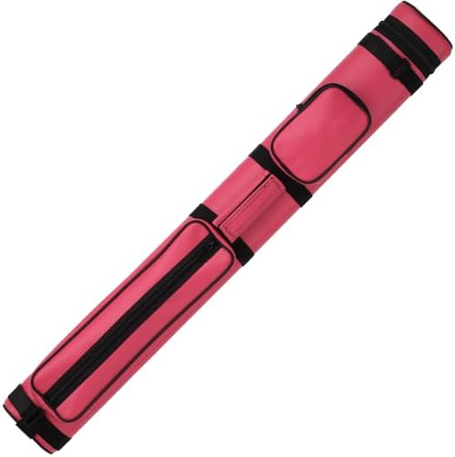 Action 34" Long Pool Cue Hard Carrying Case - Holds 2 Butts & 2 Shafts, Separate Molded Tubes, Large Zippered Accessory Pockets, Adjustable 1" Vinyl Carrying Strap, Fits up to 32" Shaft or Butt