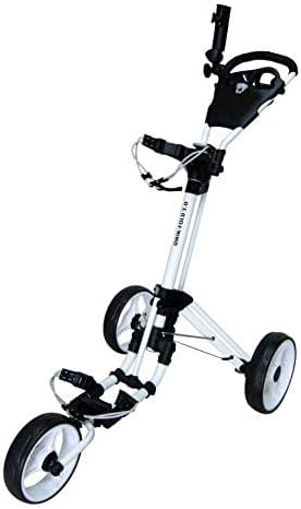 Qwik-Fold 3-Wheel Golf Push Cart with Foot Brake – 1-Second Fold & Unfold Folding Golf Trolley, Lightweight Aluminum Frame, Adjustable Handle, Ball-Bearing Wheels, Umbrella Holder & Storage