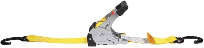 Mytee Products 2 Pk 2"x 9.2' Bolt on Yellow Retractable Ratchet Straps for Cargo - Coated S Hook Auto Retract Ratchet Straps - Self Ratcheting Strap for Boat Tie Down to Trailer & Jet Ski, ATVs, Bikes