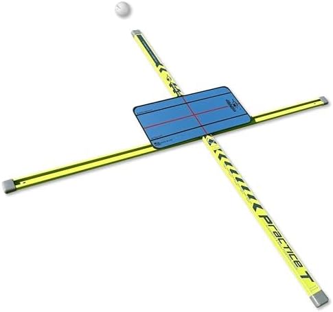EyeLine Golf Practice T Swing Training Aid, Align Feet/Shoulders/HIPS to Ball, White or Green Alignment Sticks, Shoulder Mirror, PGA Tour Proven