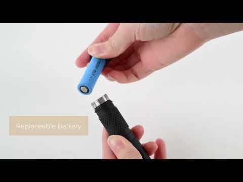 Pocket 3.7in LED USB-C Rechargeable Flashlight 2W 600 Lumens 1,000 MaH 4+ Hours Full Charge with Adjustable Beam, Headlight Strap, and Replaceable Battery