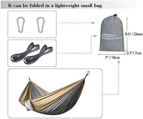 Forbidden Road Camping Hammock 400lbs Capacity Portable Hammock for Outside, Backyard, Travel, Backpacking, Beach
