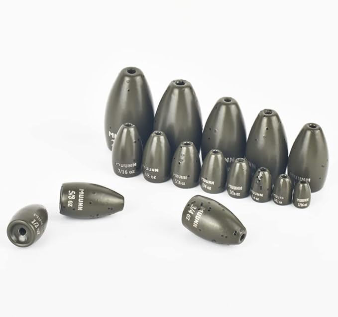 10pcs Tungsten Flipping Weights, More Sensitive Tungsten Fishing Weights Sinker for Bass Fishing, 1/16oz to 2.25 oz