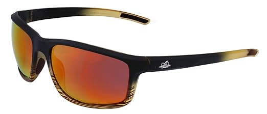 Bullhead Safety Eyewear Pompano Glasses – Polarized, Anti-Fog, Lightweight, Scratch Resistant, UV Light Blocking Sunglasses for Driving, Golf, Boating, Outdoor Work, Red Mirror Lens