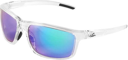 Bullhead Safety Eyewear Pompano Glasses – Anti-Fog, Lightweight, Scratch Resistant, UV Light Blocking Sunglasses for Driving, Golf, Boating, Outdoor Work, Green Mirror Lens