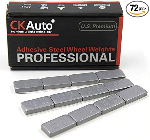 CKAuto 1oz, Grey, Adhesive Stick on Wheel Weights,EasyPeel Tape, 72 oz/Box, US Quality(72pcs)