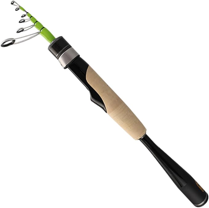 PURELURE Telescopic Fishing Rod Ultralight/Light, Portable Travel Rod 5'9'' | Carbon Fiber Rod Spinning & Casting, FUJI Alconite Ring and Reel Seat, One-Piece Mixed Carbon/4A Cork Handle, Spare Solid Tip