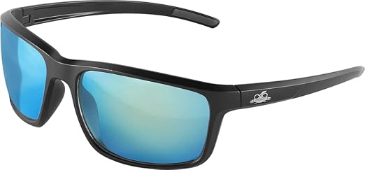 Bullhead Safety Eyewear Pompano Glasses – Polarized, Anti-Fog, Lightweight, Scratch Resistant, UV Light Blocking Sunglasses for Driving, Golf, Boating, Outdoor Work, Ice Blue Mirror Lens